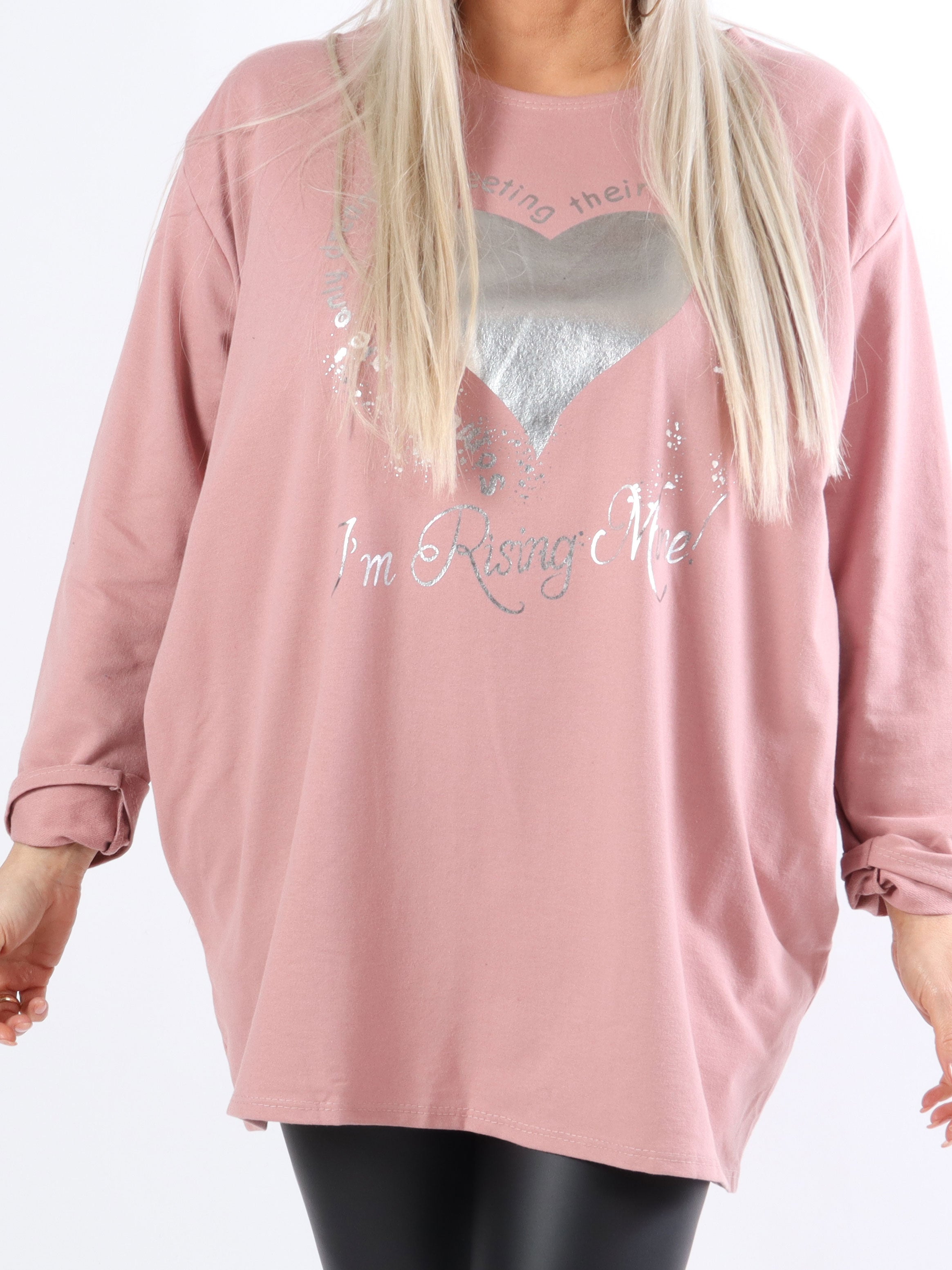 Hearty - Plus size joggingblus med silvertryck framtill